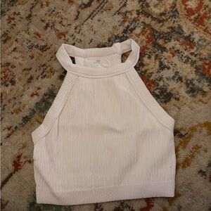 Aerie White Ribbed Long Line Bra